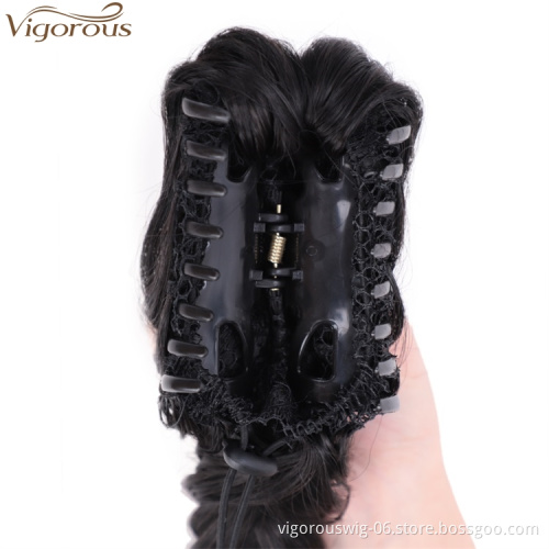 Vigorous Fishtail Ponytail Hair Extension 24 inch Straight Braid Ponytail Extension Claw Jaw Synthetic clip in Hair Extension
